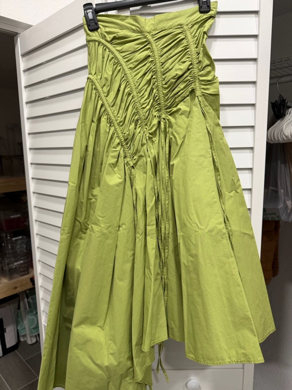 Aje Lime Green Ruched Midi Skirt - Picture 4 of 4